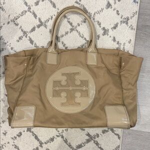 Tory Burch Beige/Tan Nylon Logo Tote